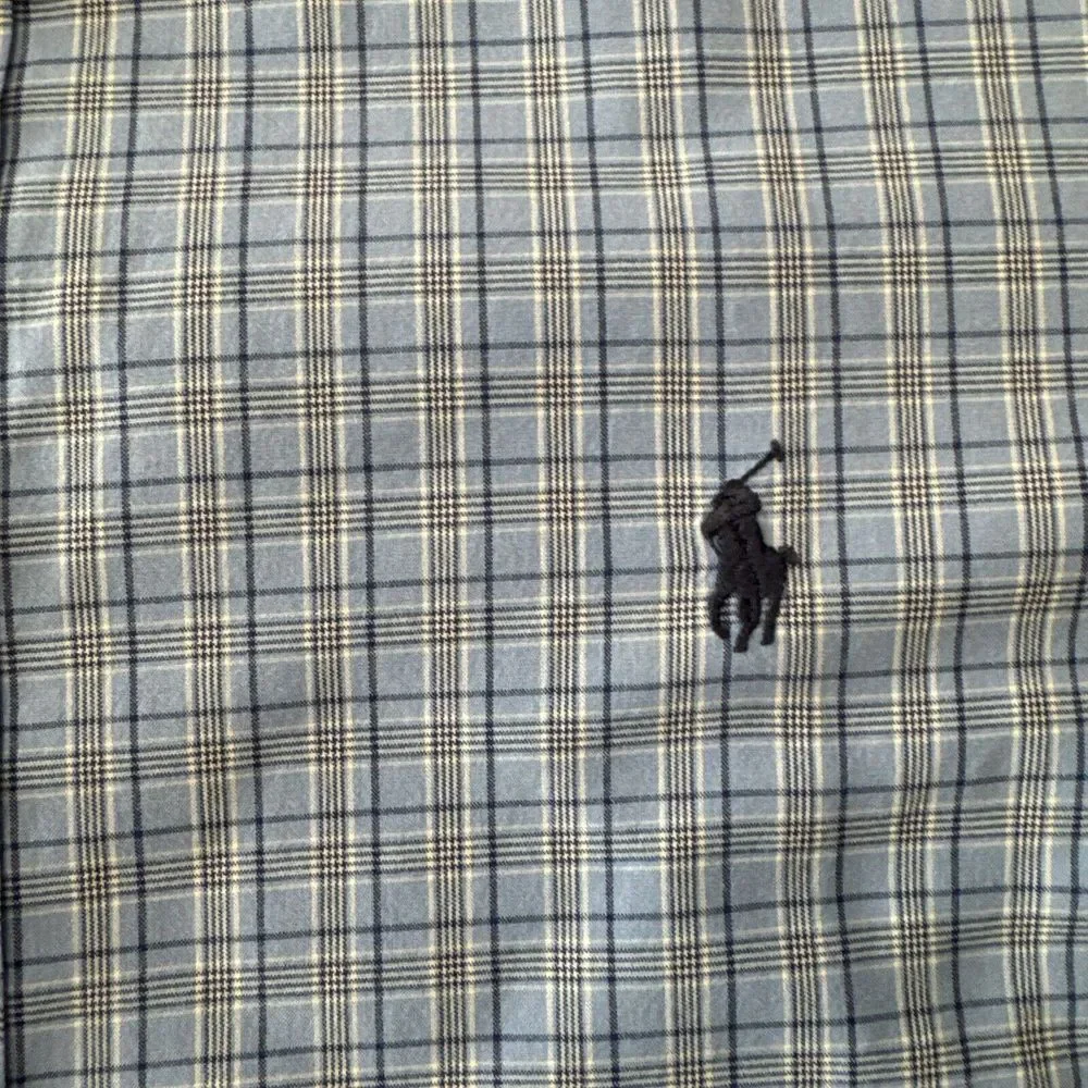 Ralph Lauren Shirt Men XXL BLUE Plaid Cotton Button Down EUC Classic ~ Fast Ship